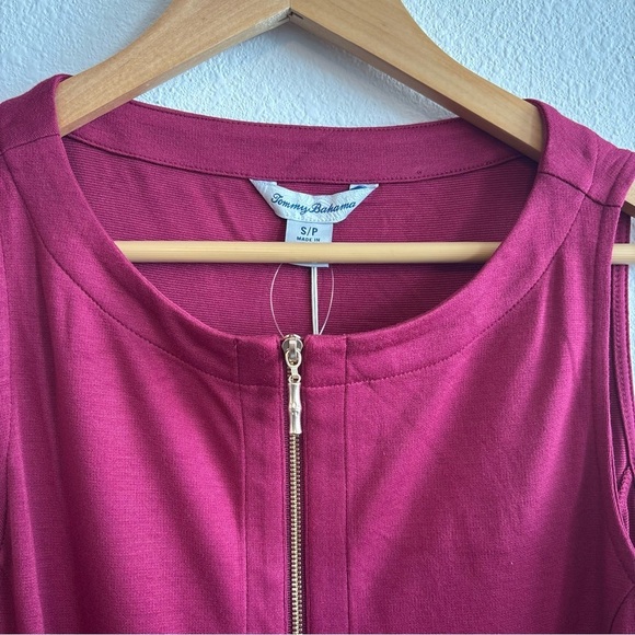 NWT Tommy Bahama Red Darcy Fit and Flare Dress Front Zipper Beet Red W Pockets S - Picture 5 of 10